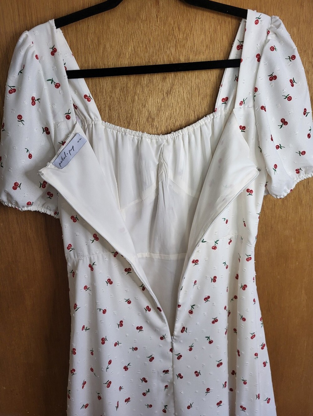 Petal And Pup Jill Cherry Print Milkmaid Midi Dress Shirred Bust Detail. Large - Picture 11 of 16